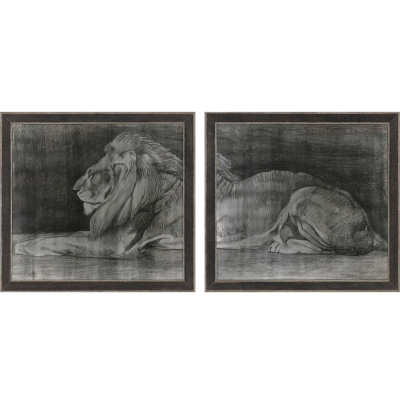 « lion », ensemble de 2 reproductions encadrées
