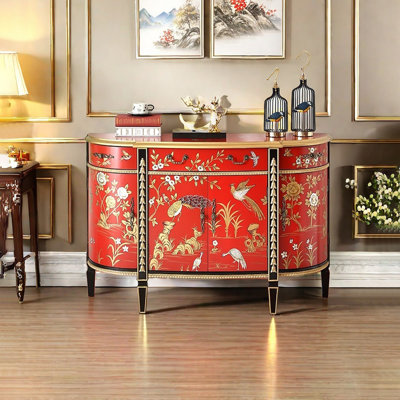 Semi-circle multi-functional hand-painted sideboar