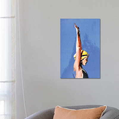In Coming The Swimmer - Wrapped Canvas Painting