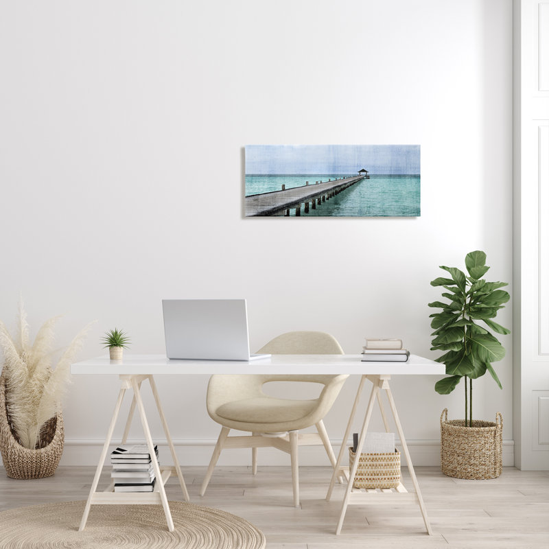 Long Wharf Beach Paradise, H 13 po x l 30 po, Plaque de bois