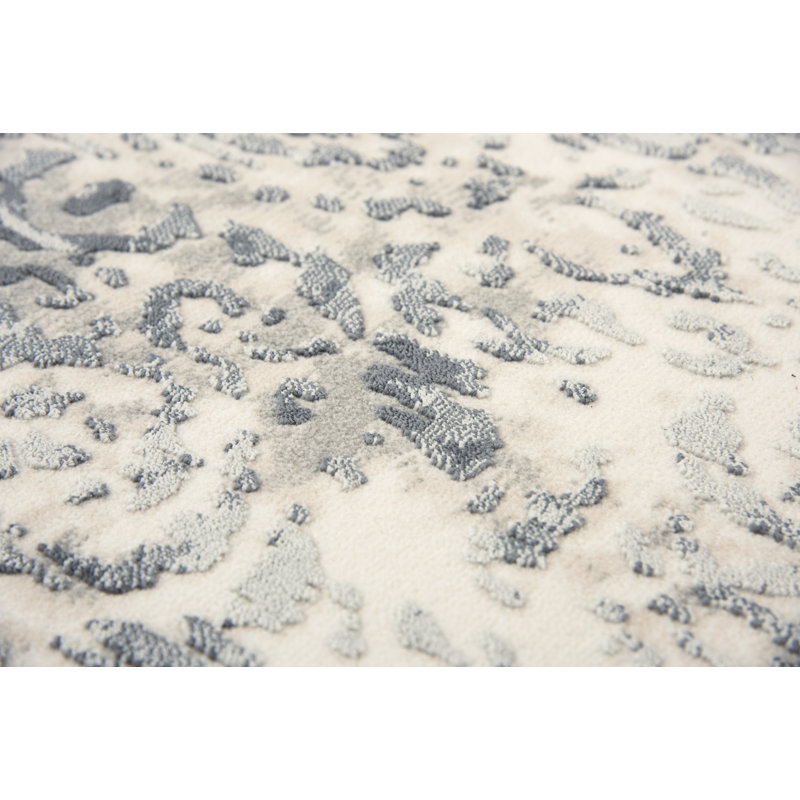 Tapis crème et gris tissé à la machine Carey, Rectangle 2 pi 7 po x 9 pi 6 po