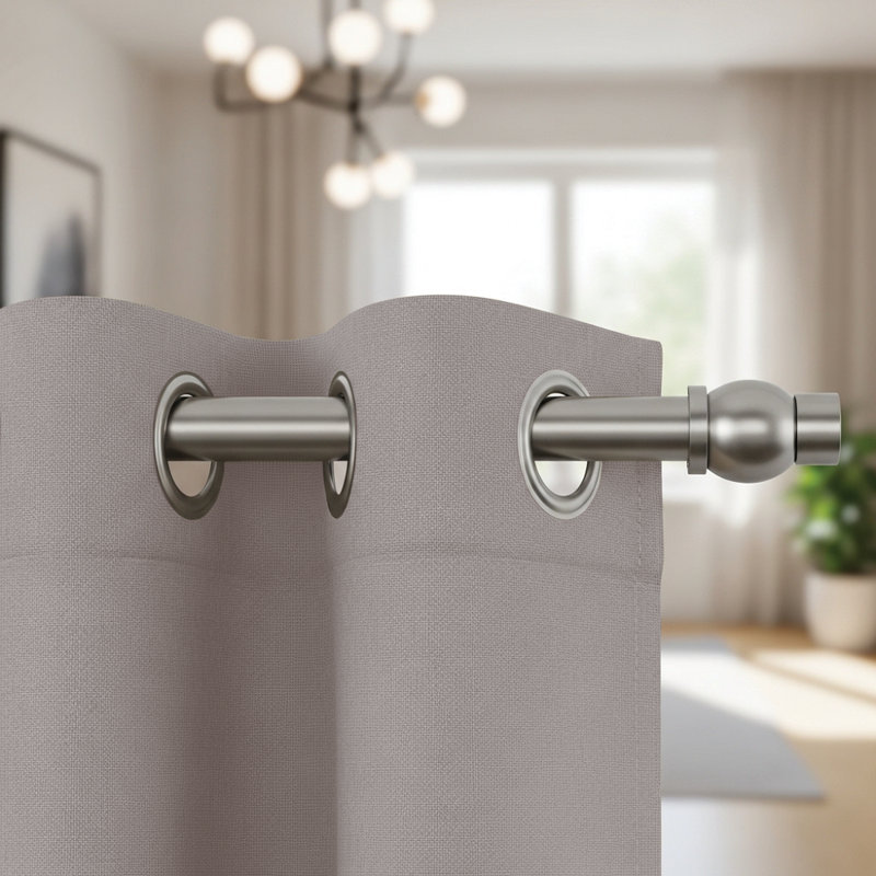 Jeffro Pair of Eyelet Blackout Curtain Panels, 167.64cm Width x 182.88cm Drop, Silver