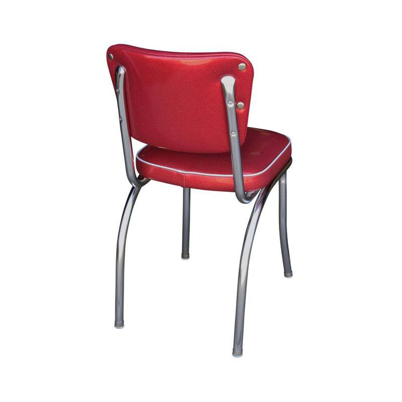 Chaise de salle à manger rembourrée rétro, Rouge paillette scintillante