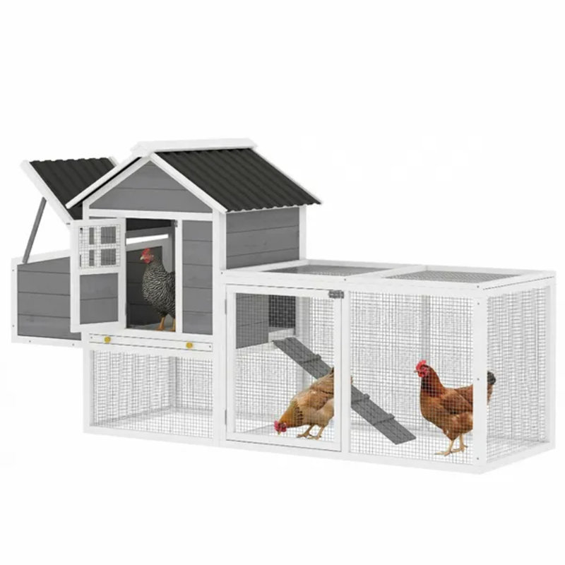 Grand poulailler en bois 82 po, poulailler d'extérieur avec nichoir et plateau coulissant pour 2 à 3 poules