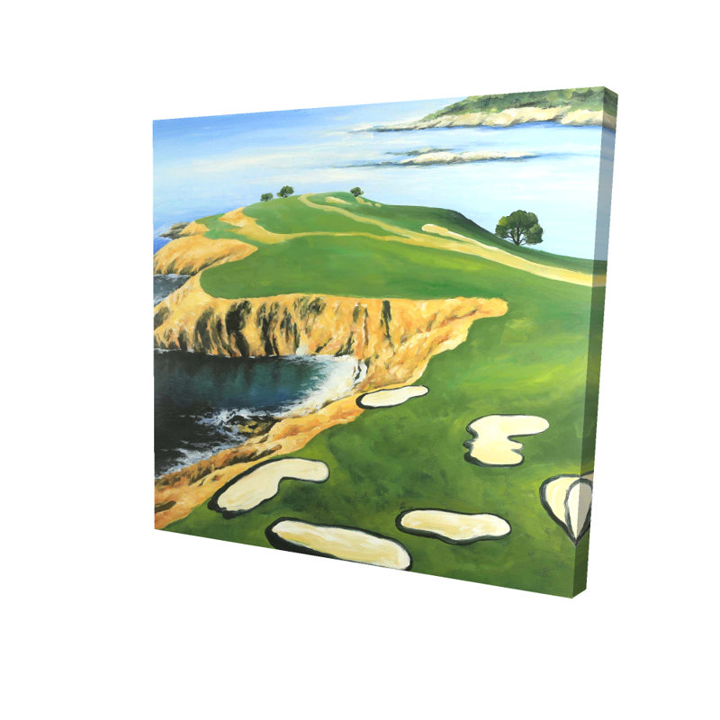 « golf island revision », reproduction de peinture à l’huile sur toile tendue, H 16 po x l 16 po x P 1,5 po
