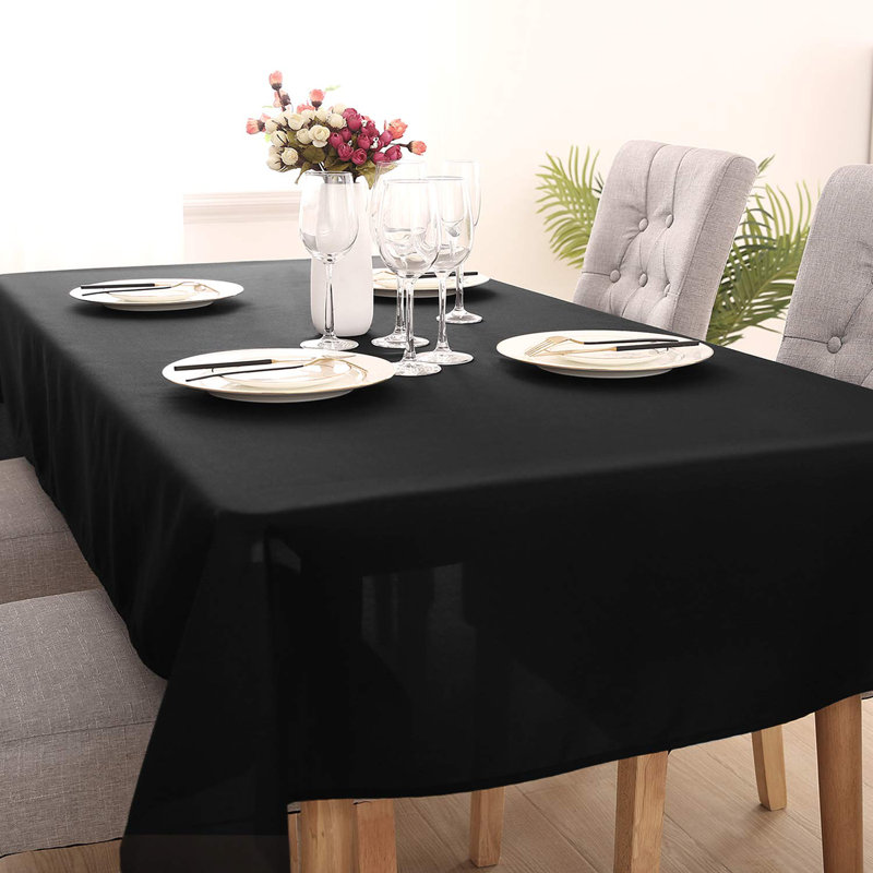 Solid Spillproof Decorative Red Tablecloths, 72" L x 54" W, Black
