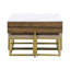 Ensemble de tables basses à plateau relevable moderne avec rangement et 4 repose-pieds blanc et noyer
