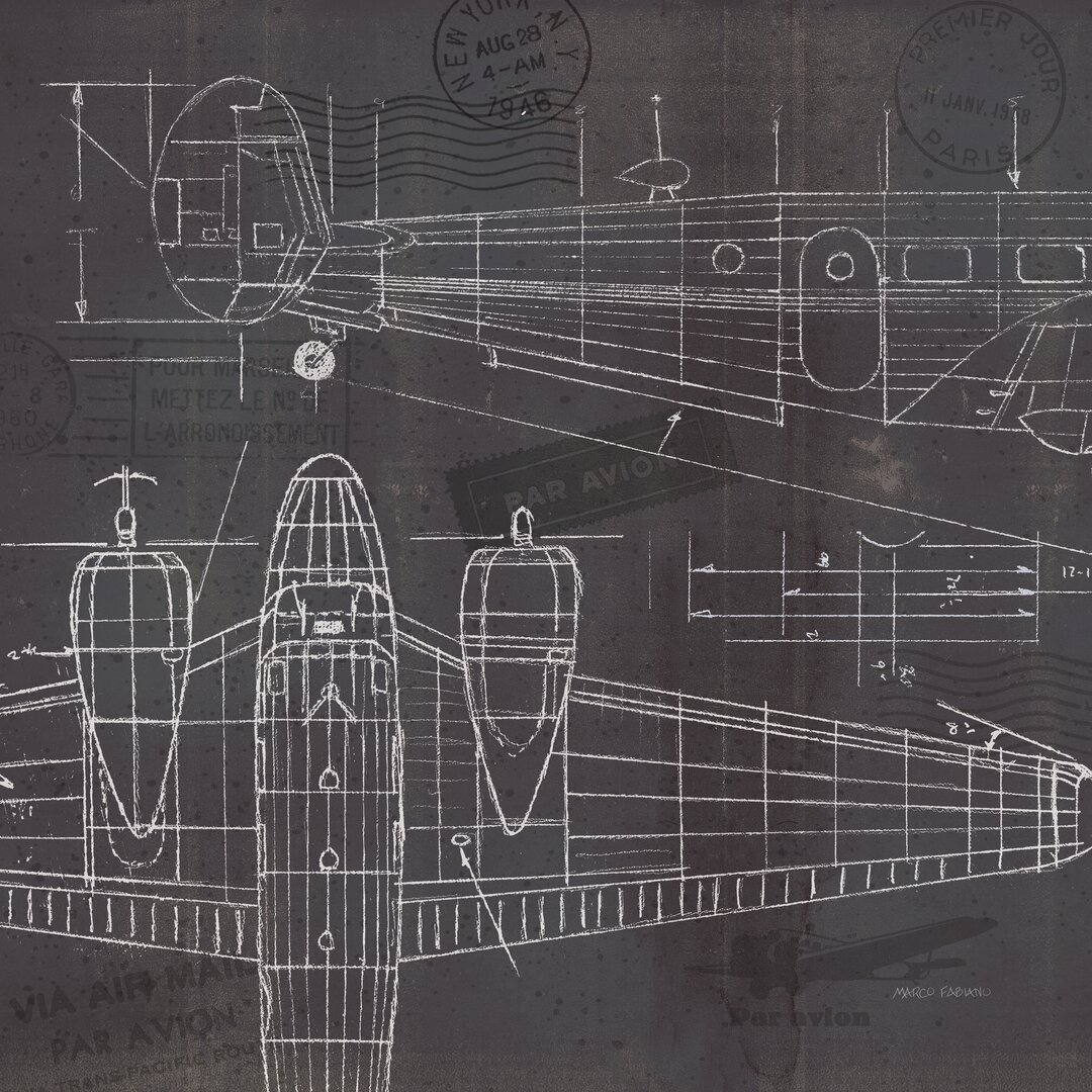 Leinwandbild Plane Blueprint II von Marco Fabiano