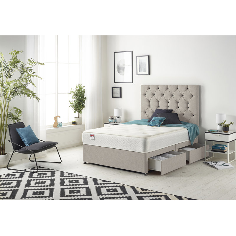 Copple Coilsprung Divan Bed Set, Silver, 2 Drawers, Single (3')