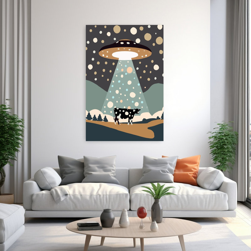 Starry Night Cow Abduction by Andreas Magnusson - Wrapped Canvas Print, 152 cm H x 102 cm W
