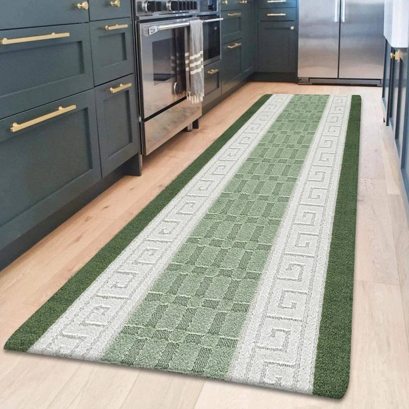 Non-Slip Green Indoor Area Rug – Washable Large & Small Door Mat, Hallway, Bedroom & Kitchen Floor Mat, Rectangle 60 x 110cm