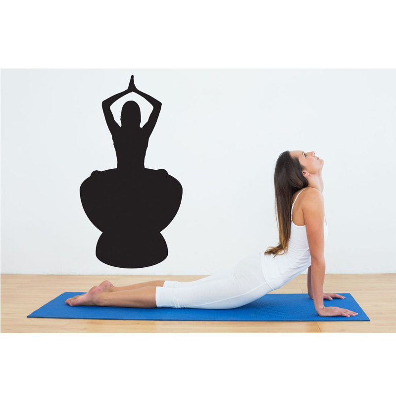 Adhésif décoratif yoga, Noir, H 60 po x l 32 po