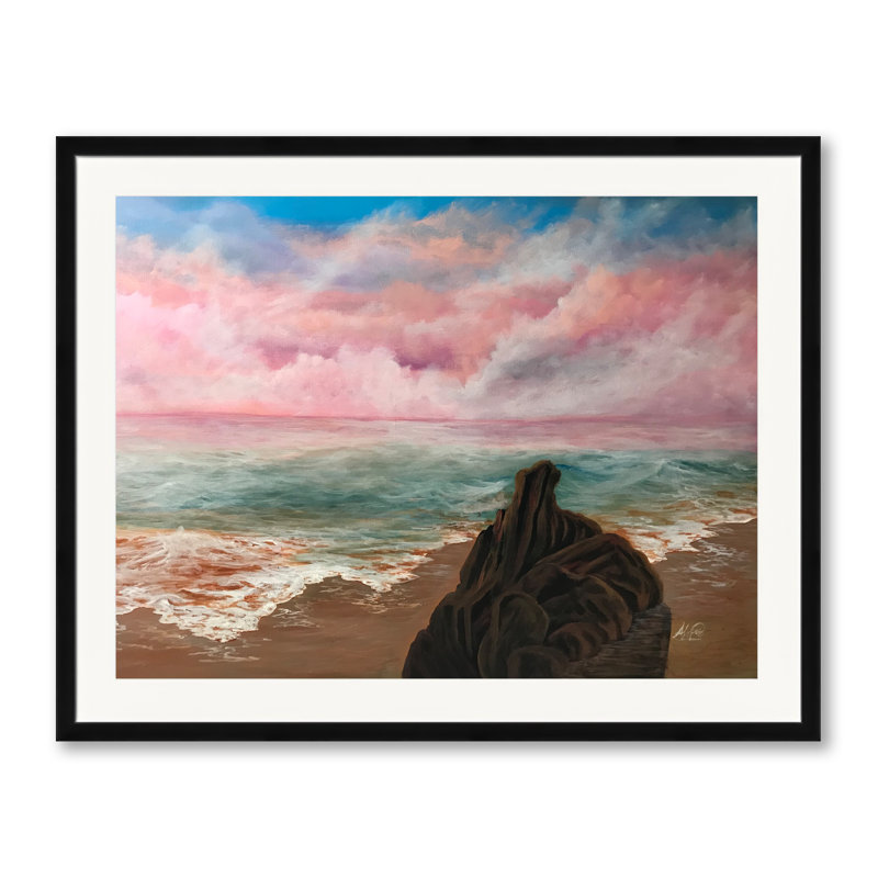 «Heaven» par Alicia Lopez - Peinture, H 25,25 po x l 31,25 po, Papier avec cadre noir