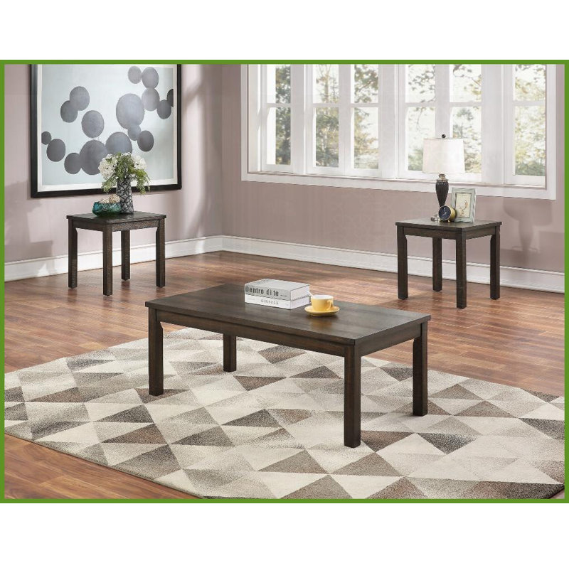 Ensemble de tables basses 3 pièces avec 2 tables de bout Classic Espresso Classic - Placage de pin robuste pour le salon