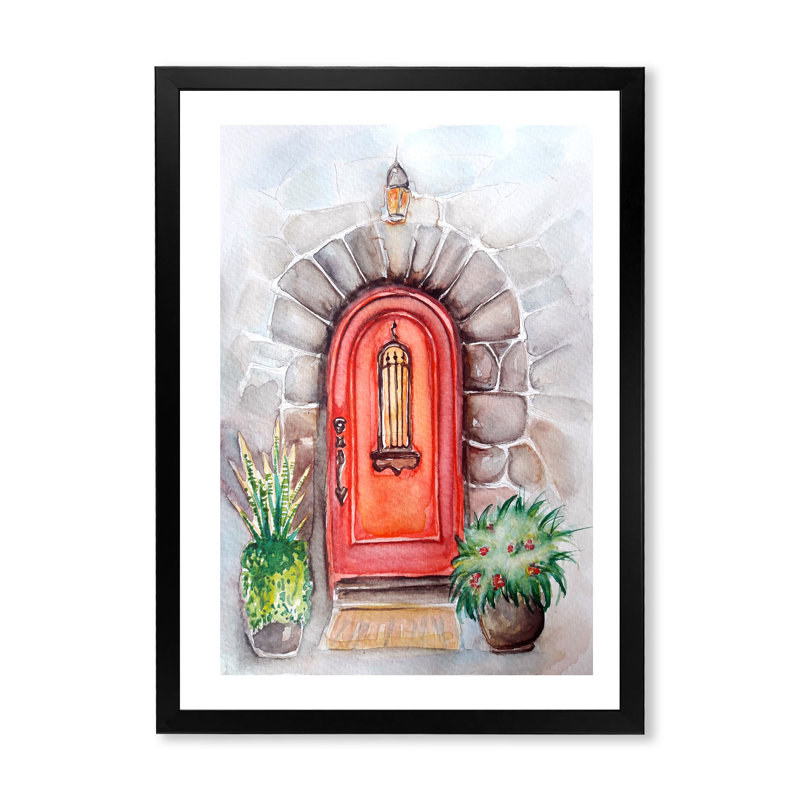 Porte rétro vintage floral II - peinture, Cadre photo noir, H 20 po x l 12 po x P 1 po