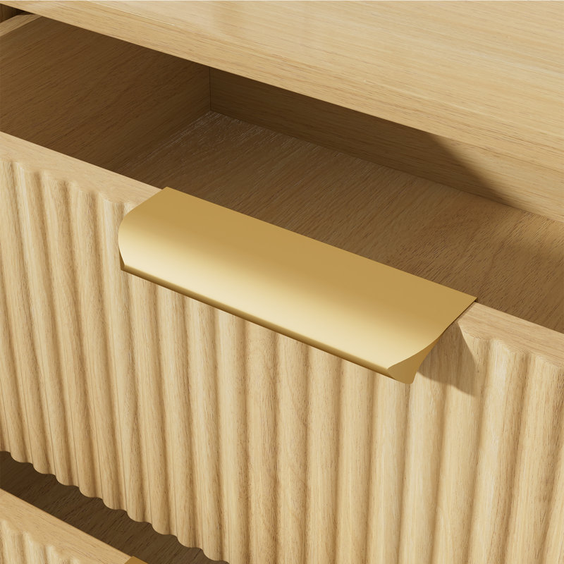 47.2" Long 8 Drawer Dresser For Bedroom, Modern Chest With Fluted Detailing, Stylish Storage Organizer With Gold Handles For Living Room, Hallway, Or Closet