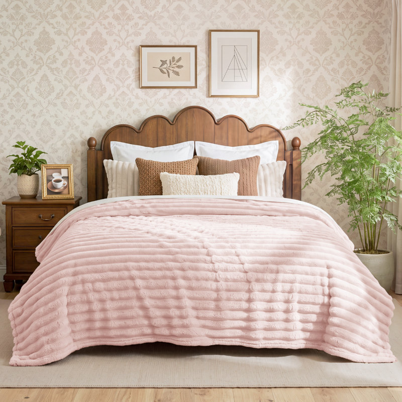 Jeté de lit en polaire de literie - Jeté douillet super doux pour lit et canapé-lit - Rose cristal (60 x 80) - Cadeau idéal pour les étudiants