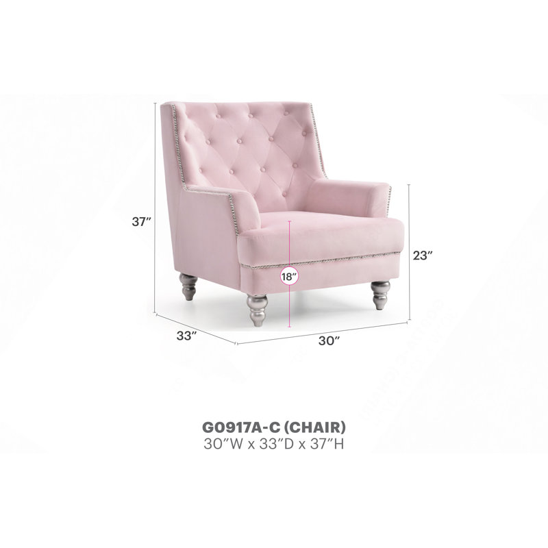 Charmant fauteuil traditionnel à accoudoirs ronds, Rose
