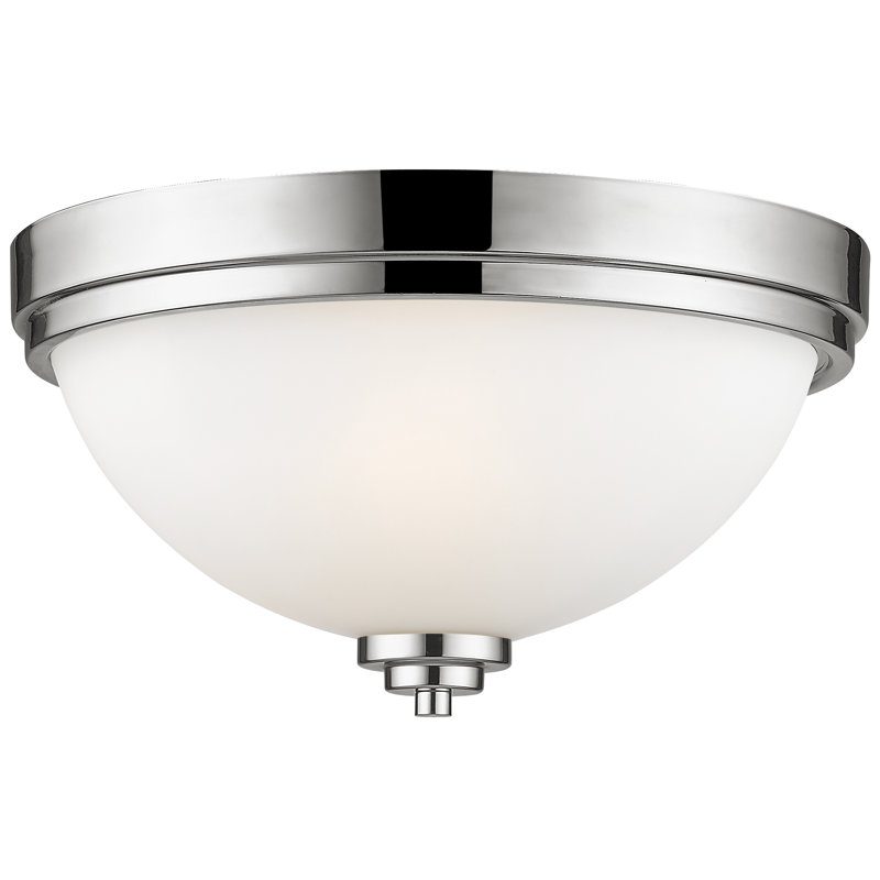 Plafonnier encastré simple en forme de bol 13 po à 2 lumières Cardiff, Chrome