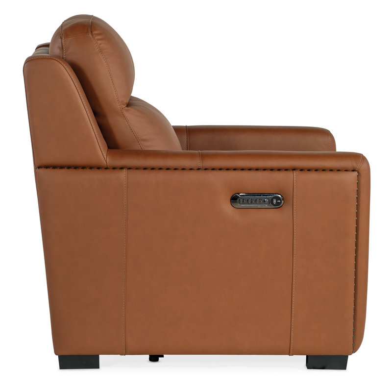 MS Recliner, Brown Genuine Leather