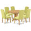 L'ensemble de mobilier de salle à manger 7 pièces se compose d'une table ovale en bois avec feuille papillon et de 6 chaises parsons Limelight en tissu de lin, chêne-421326287-420242095-471855476