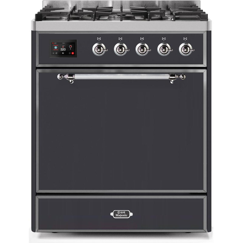 Majestic II 30" 4 cu.ft. Freestanding Dual Fuel with Convection Oven, Liquid Propane, White/Brass
