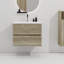 Meuble-lavabo flottant en chêne brut de 24 po avec lavabo à débordement, 20% de rangement en plus, glissières de tiroir silencieuses, conception élégante à poignée, tiroirs doubles intégrés aux planches de catégorie E1 pour un style à fermeture en douceur, et-1030597639