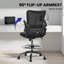 Chaise de dessinateur réglable pour bureau debout, chaise de bureau haute en filet avec repose-pieds, accoudoirs rabattables, support lombaire réglable, inclinaison de 120 °, 300 lb robuste