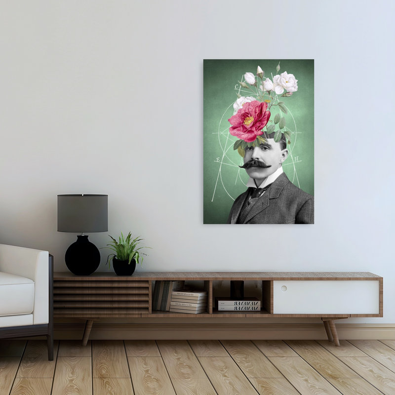 Gentleman'S Floral Mind Classic Geometric Surreal Rose Nature Flower Wall Art Print by Marja Van Den - Wrapped Canvas Print
