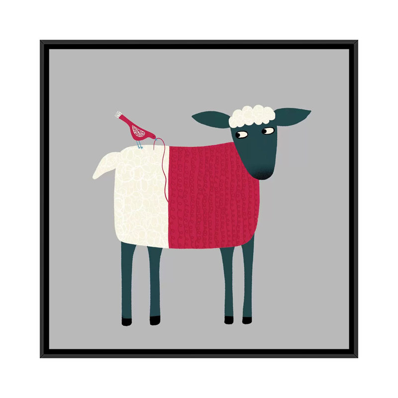 «Sheepish» par Nic Squirrell - impression, H 37 po x l 37 po x P 1,5 po, Pas de tapis, Toile avec cadre noir