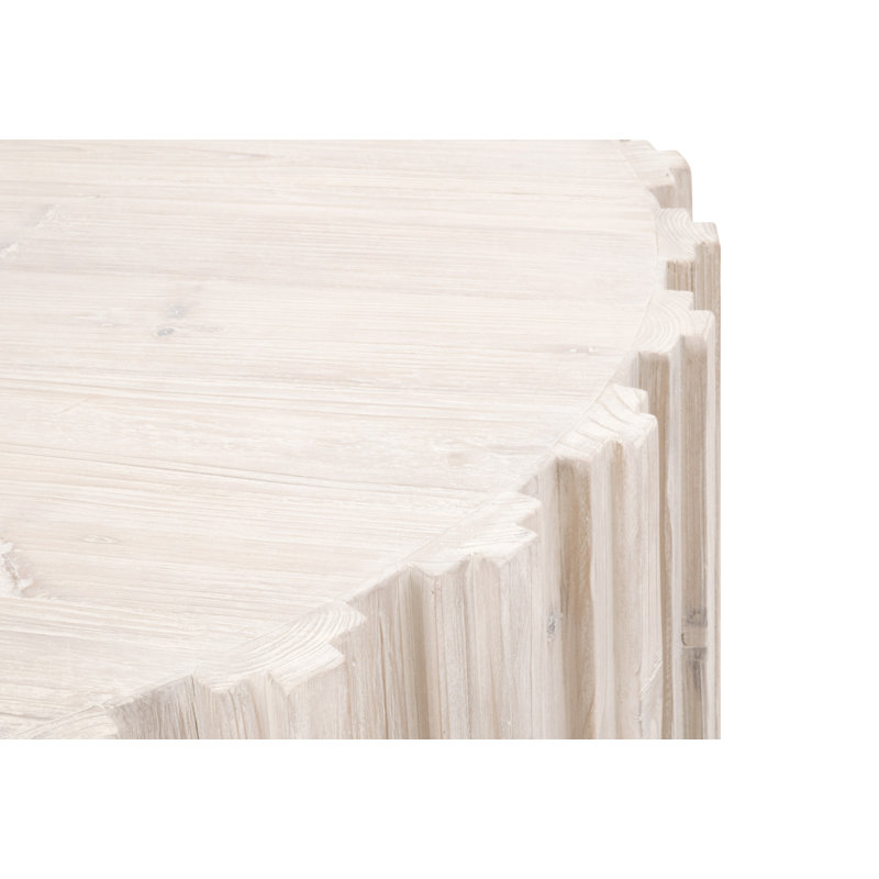 Elegance Reclaimed Pine Round Coffee Table in White Wash