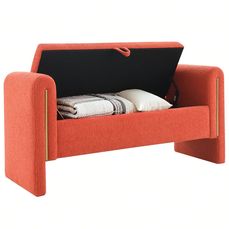 Banc de rangement en tissu Teddy, Orange