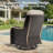 Adcox 4-Person Outdoor Rattan Conversation Set With Patio Umbrella, Swivel Chairs, Side Tables & Beige Cushions-847196922
