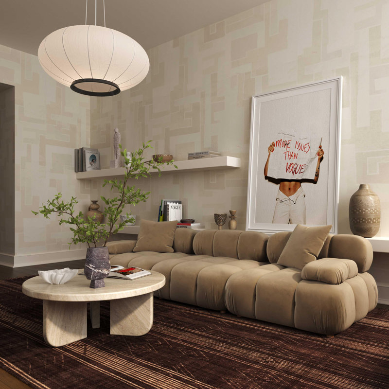Cheryll Cafe Au Lait Performance Velvet Modular Loveseat