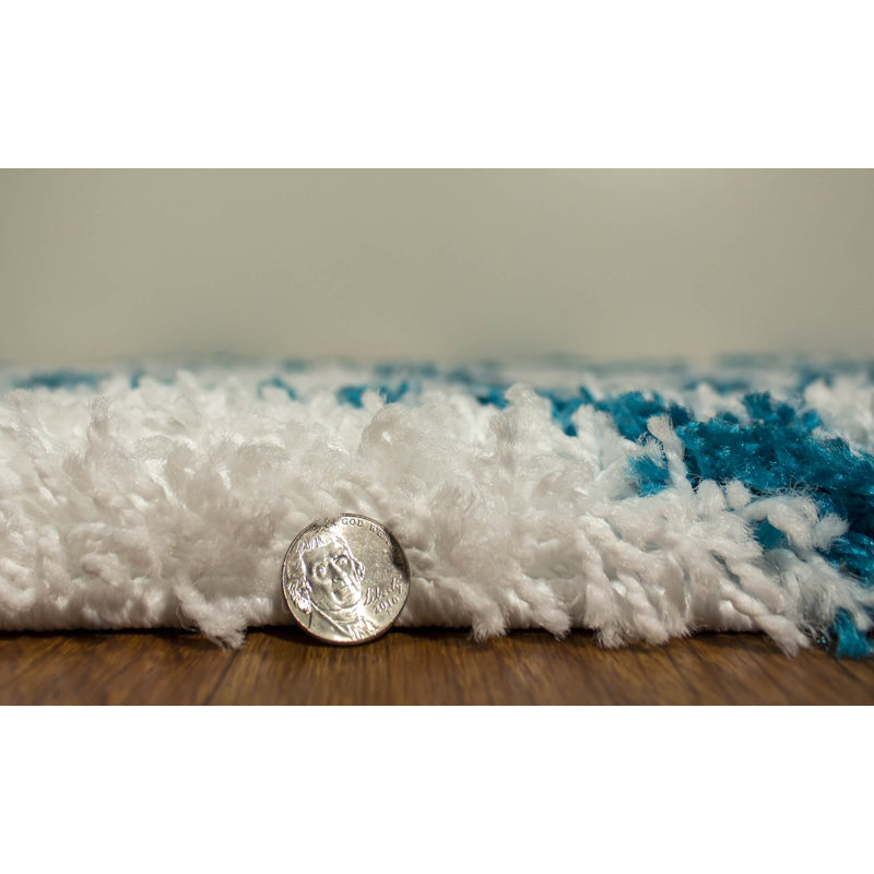 Tapis blanc / turquoise Amridean, Rectangle 2 pi x 3 pi