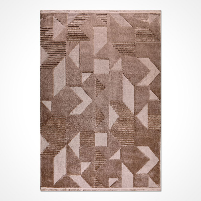 Tapis brun moderne lavable à la machine antidérapant, Rectangle 2 pi 8 po x 5 pi
