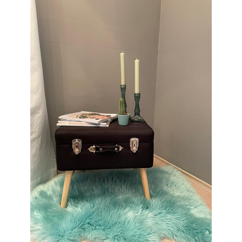 Giroflee Solid Wood Accent Stool, Black