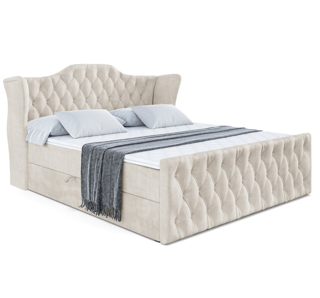 Boxspringbett mit Bettkasten und Topper