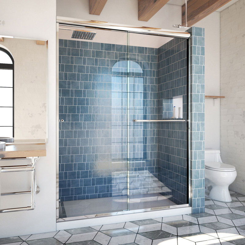 Porte de douche sans cadre Ese l 60 "x H 76,38" Ese, Left Opening, Chrome poli