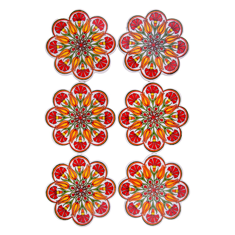 Vintage Ceramic Tile Coaster Set