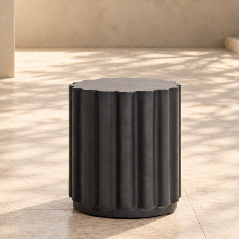 Deja 14.56" Round Concrete Outdoor Side Table