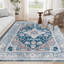 Tapis lavable antidérapant rétro Vintage Bohemian - Tranquilité florale pour le salon et la cuisine (bleu)-1316986802