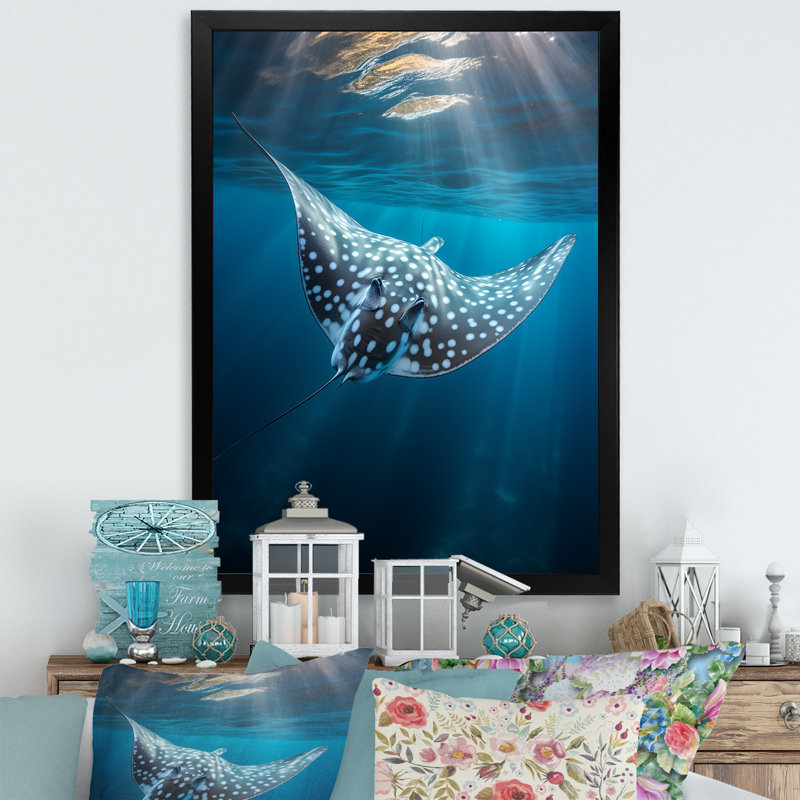Wilbrecht Ray Graceful Glide Ocean sur toile, Cadre photo noir, H 20 po x l 12 po x P 1 po