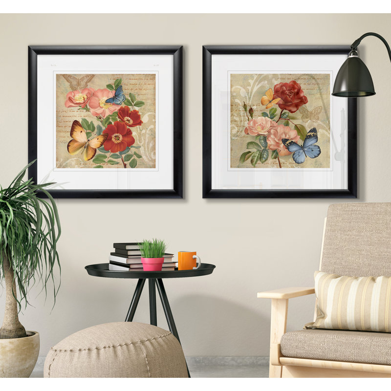 Butterfly Botanical I - 2 Piece Single Picture Frame Print, Black Framed