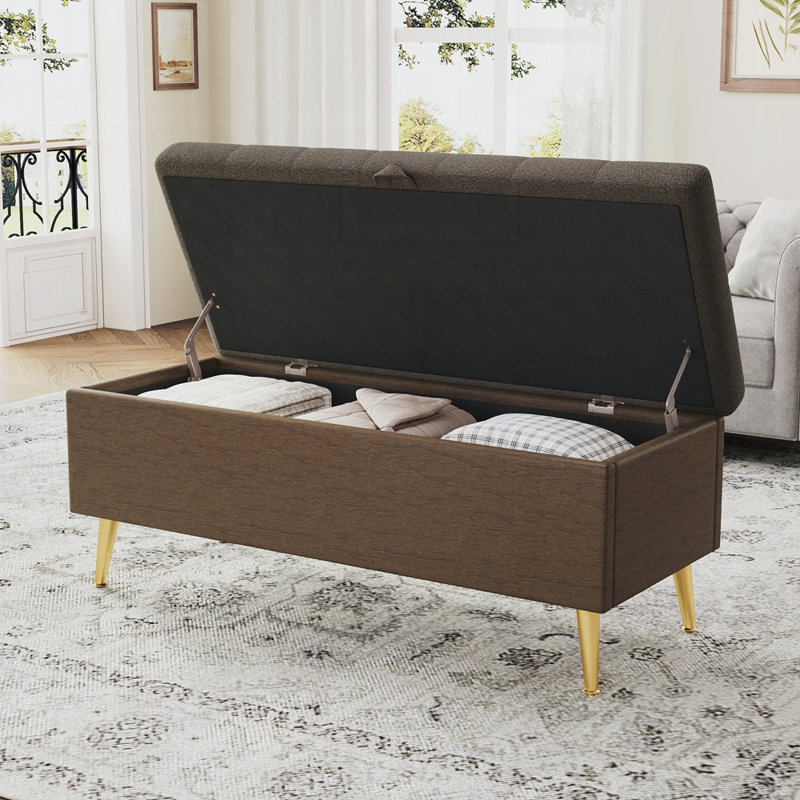 Banc de rangement avec repose-pieds Modern, Café