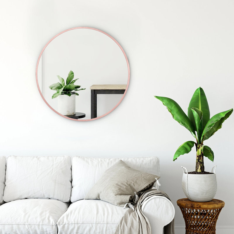 Miroir mural moderne à cadre rond, 24 po x 24 po, Or rose