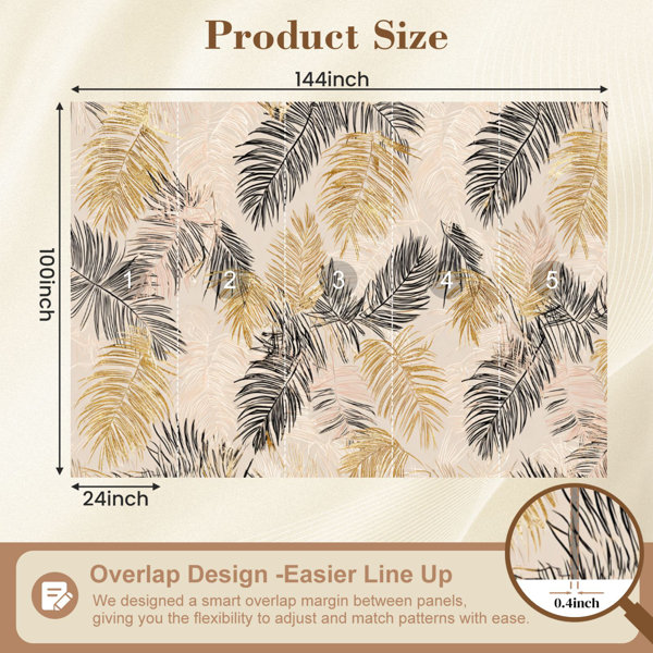 Red Barrel Studio Peel and Stick Wallpaper Elegant Tropical Palm Leaf ...