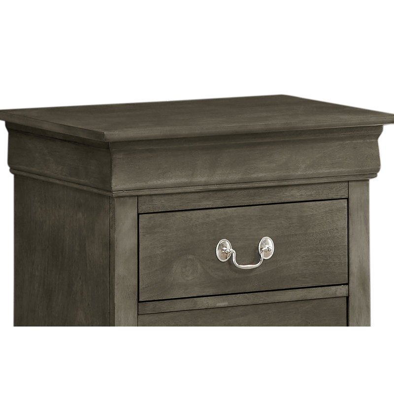 Table de chevet 2 tiroirs LouisPhillipe, gris, Gris