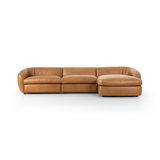 Adele 3 - Piece 141" Genuine Leather Chaise Sectional