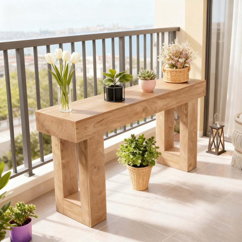 Console en bois, table d'appoint, table de salon rectangulaire derrière le canapé, Naturel